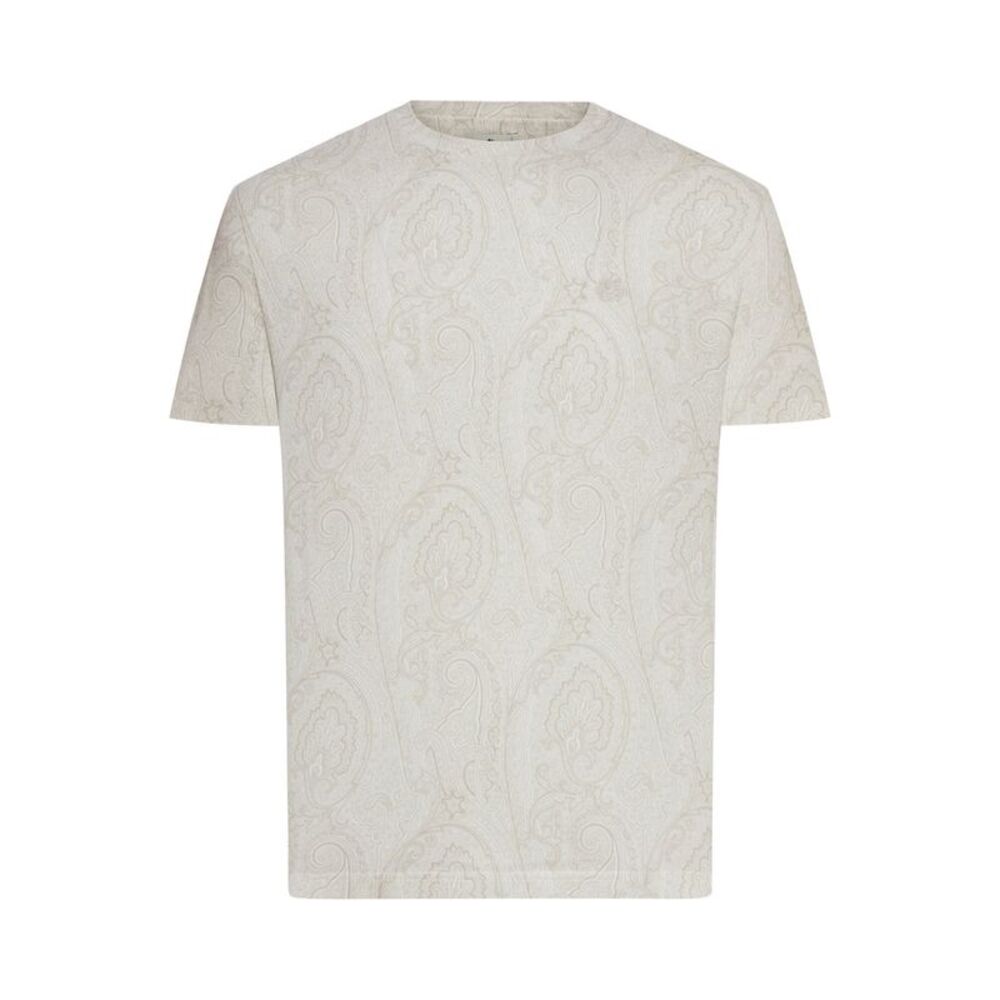 Etro Men Cotton T-Shirt With Arnica Pattern
